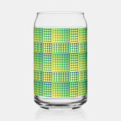 Green Blue Checker Abstract Pattern ガラス缶 (右)