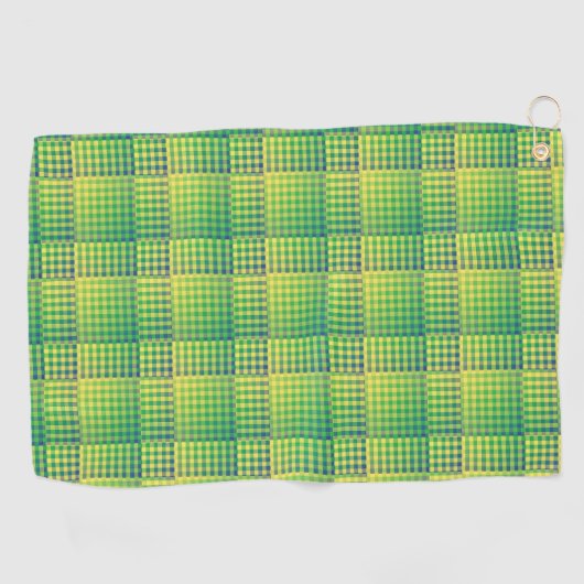 Green Blue Checker Abstract Pattern ゴルフタオル (横)