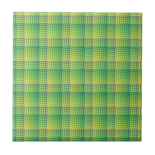 Green Blue Checker Abstract Pattern タイル (正面)