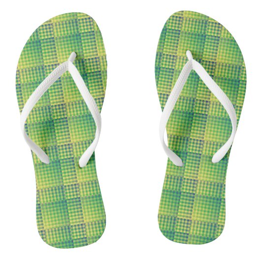 Green Blue Checker Abstract Pattern ビーチサンダル (ソール)