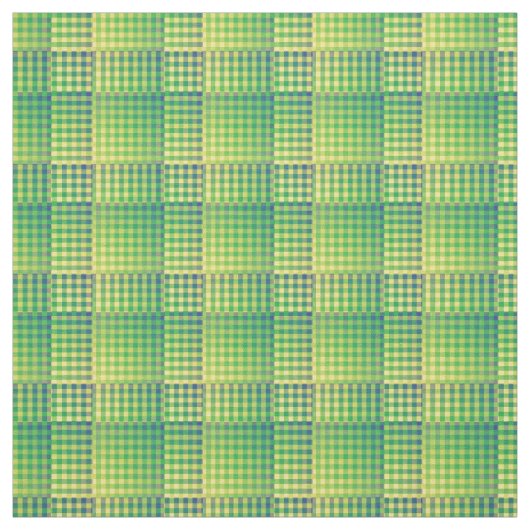 Green Blue Checker Abstract Pattern ファブリック (見本)