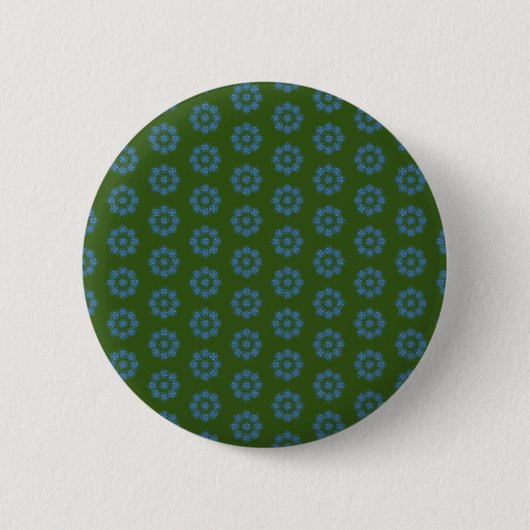 Green-Blue Floral Design pin/ 缶バッジ (正面)