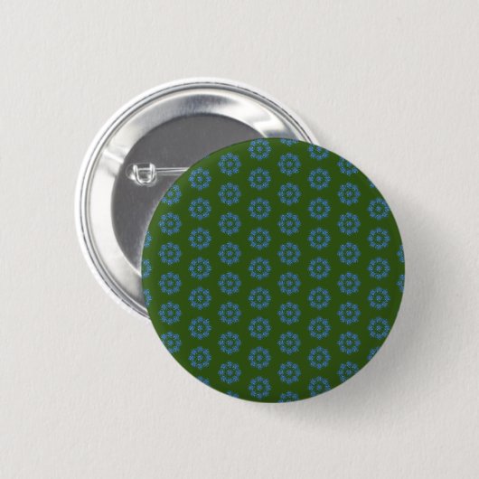 Green-Blue Floral Design pin/ 缶バッジ (正面&裏面)