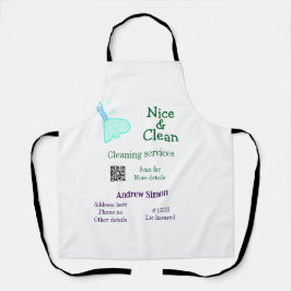 Green blue gitter clean mop add name address q r b エプロン