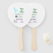 Green blue gitter clean mop add name address q r b ハンドファン (正面&裏面)