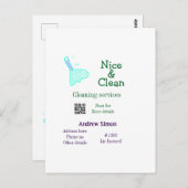 Green blue gitter clean mop add name address q r b ポストカード (正面/裏面)