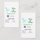 Green blue gitter clean mop add name address q r b 名刺 (正面/裏面)