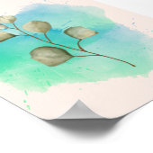 Green & Blue Minimalist Leaves ポスター (角)