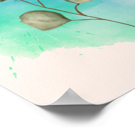 Green & Blue Minimalist Leaves Poster ポスター (角)