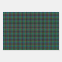 Green Blue Orange Plaid Tartan ラッピングペーパーシート