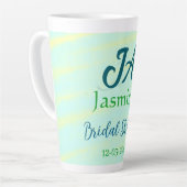 Green blue pastel watercolor bridal shower name da カフェラテマグ (左アングル)