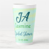Green blue pastel watercolor bridal shower name da カフェラテマグ (正面)