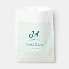 Green blue pastel watercolor bridal shower name da フェイバーバッグ