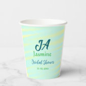 Green blue pastel watercolor bridal shower name da 紙コップ (裏面)