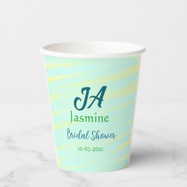 Green blue pastel watercolor bridal shower name da 紙コップ
