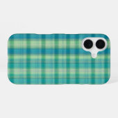 Green & Blue Preppy Pattern Phone Case iPhone 16ケース (裏面横)