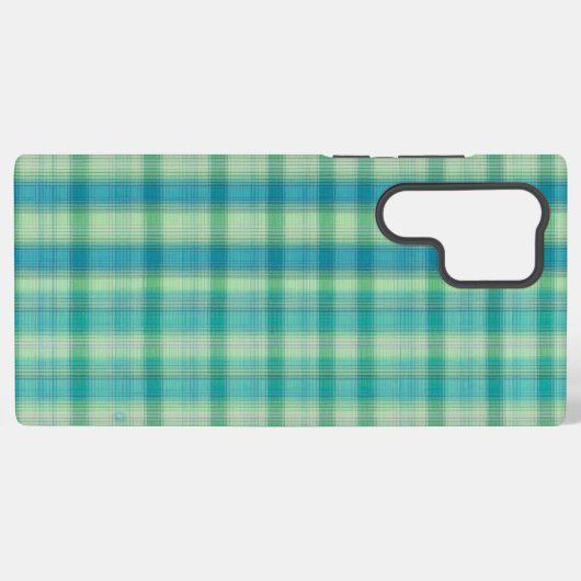 Green & Blue Preppy Pattern Phone Case Samsung Galaxyケース (裏面横)