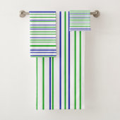 Green blue purple stripes modern custom pattern バスタオルセット (インサイチュ)