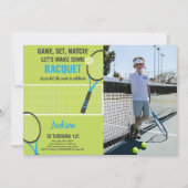 Green Blue Tennis Birthday Invitations w photo 招待状 (正面)