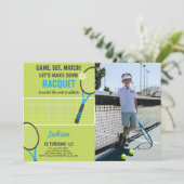 Green Blue Tennis Birthday Invitations w photo 招待状 (スタンド正面)
