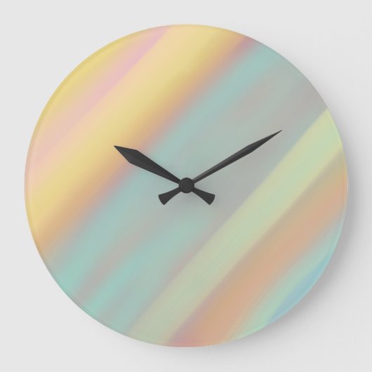 Green Blue Watercolor Pattern ラージ壁時計 (正面)