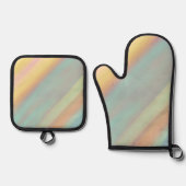 Green Blue Watercolor Pattern 鍋つかみ&鍋敷きセット (正面)