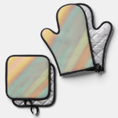 Green Blue Watercolor Pattern 鍋つかみ&鍋敷きセット (正面/裏面)