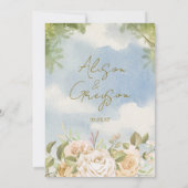 Green Blue White Sky Watercolor Outdoor Wedding  招待状 (裏面)