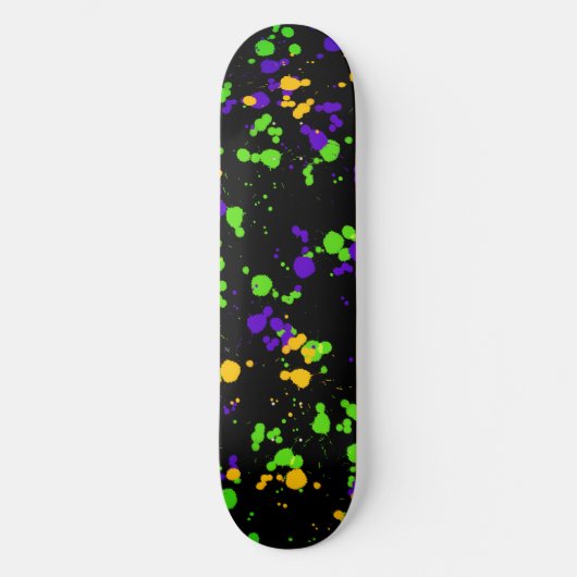Green Blue Yellow Paint Splatter Design Pattern スケートボード (正面)