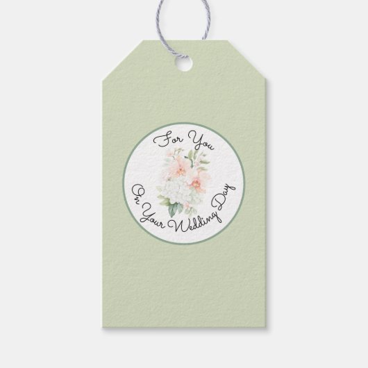 Green Blush Peach Orchid Flowers Bridal Shower  ギフトタグ (正面)