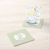 Green Blush Peach Orchid Flowers Wedding スクエアペーパーコースター (インサイチュ)