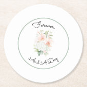 Green Blush Peach Orchid Flowers Wedding ラウンドペーパーコースター (正面)
