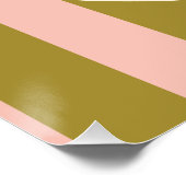 Green Blush Pink Striped Wedding Guestbook Sign ポスター (コーナー)