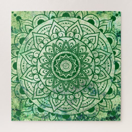 Green Bohemian Ethnic Stylish Mandala  ジグソーパズル (縦)
