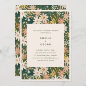 Green Boho Garden Floral Couples Bridal Shower  招待状 (正面/裏面)