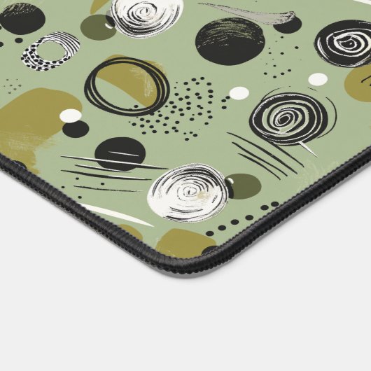 Green Boho Pattern Monogram Name デスクマット (コーナー)