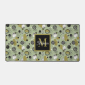 Green Boho Pattern Monogram Name  デスクマット (正面)