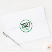 Green Bold Shadowed Numbers Class of 2027 ラウンドシール (封筒)