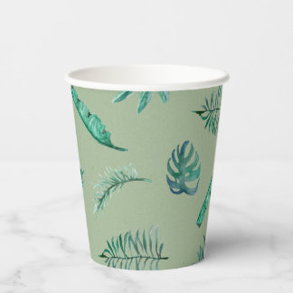 Green Botanical Baby Shower Cups 紙コップ