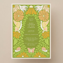 Green Botanical Garden Baby Shower Invitation 招待状