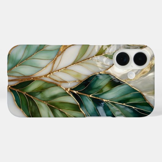 Green Botanical iPhone Case Luxury Leaf Design Case-Mate iPhoneケース (裏面 (横))