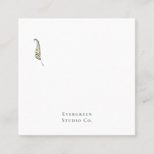 Green Botanical | Modern Elegant Minimalist スクエア名刺 (正面)