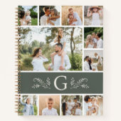 Green Botanical Monogram 11 Photo Collage ノートブック (正面)