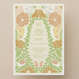 Green Botanical natural Baby Shower Invitation  招待状