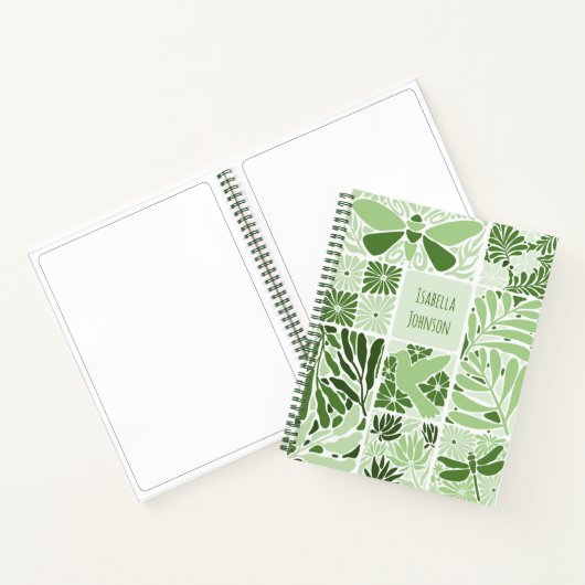 Green Botanical Notebook | Custom Name ノートブック (内部)
