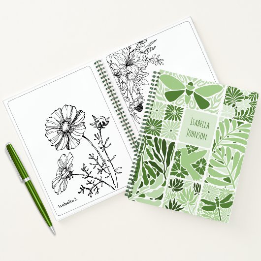 Green Botanical Notebook | Custom Name ノートブック