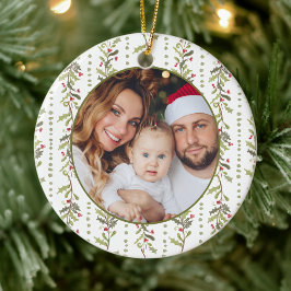 Green Botanical Photo Christmas セラミックオーナメント