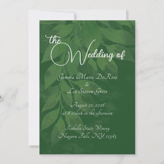 Green Botanical Wedding Invitation 招待状 (正面)