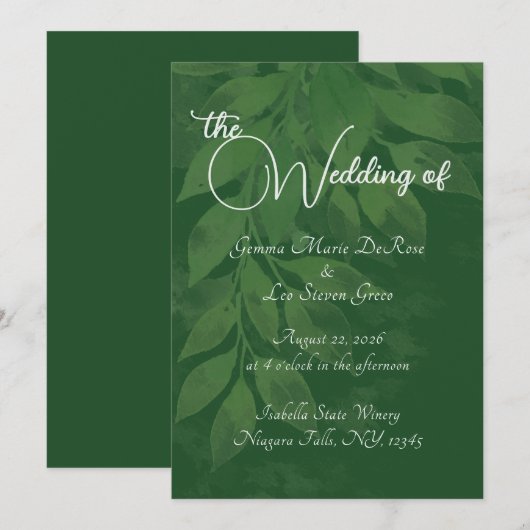 Green Botanical Wedding Invitation 招待状 (正面/裏面)