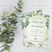 Green Botanical Wedding Invitation with Eucalyptus 招待状